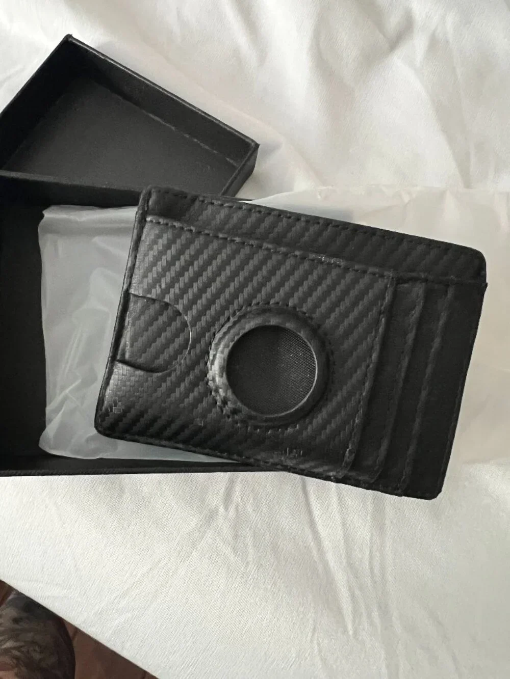 typecase Slim Minimalist Airtag Card Wallet - Carbon Fiber Black